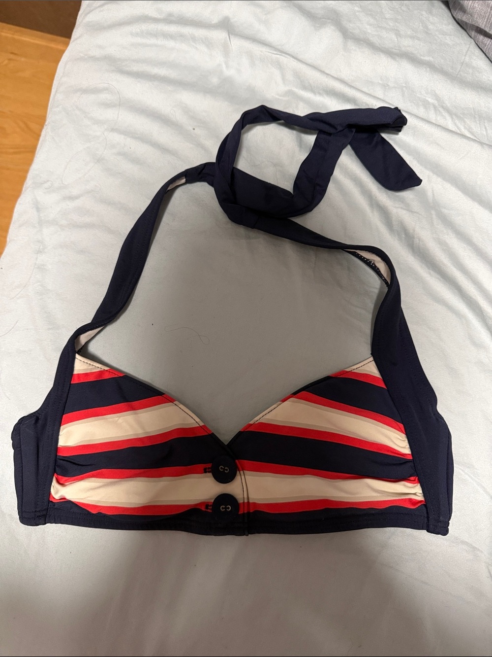 Marc Jacobs Navy, Red & Cream Striped Halter Bikini Top